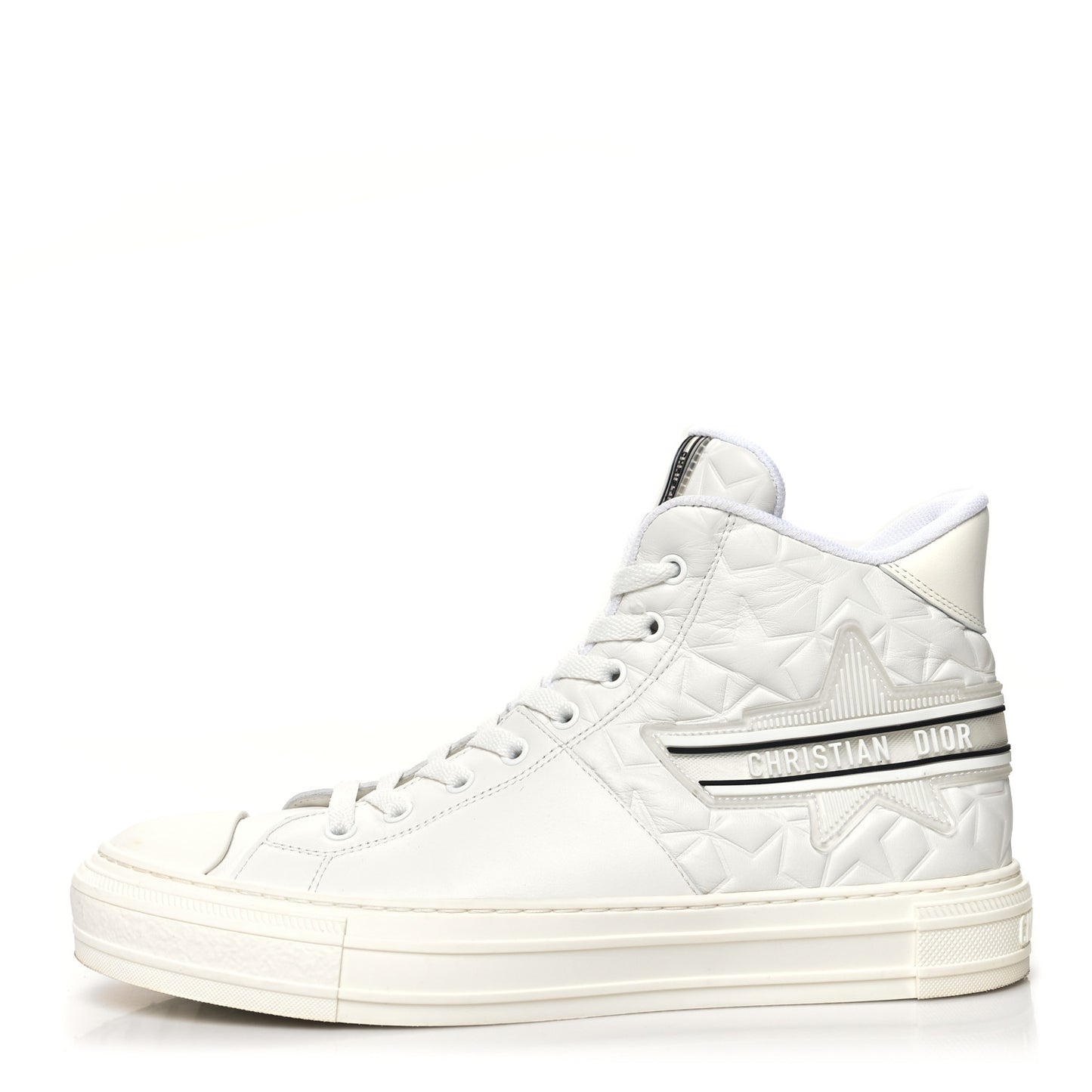 Calfskin Walk'n' Dior Star High Top Sneakers 42 White