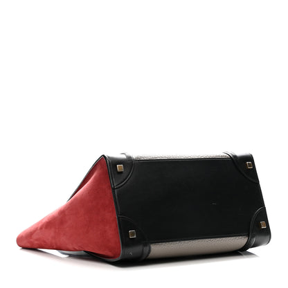 Celine Bullhide Calfskin Suede Mini Tri-Color Luggage Dark Ruby 4 of 12