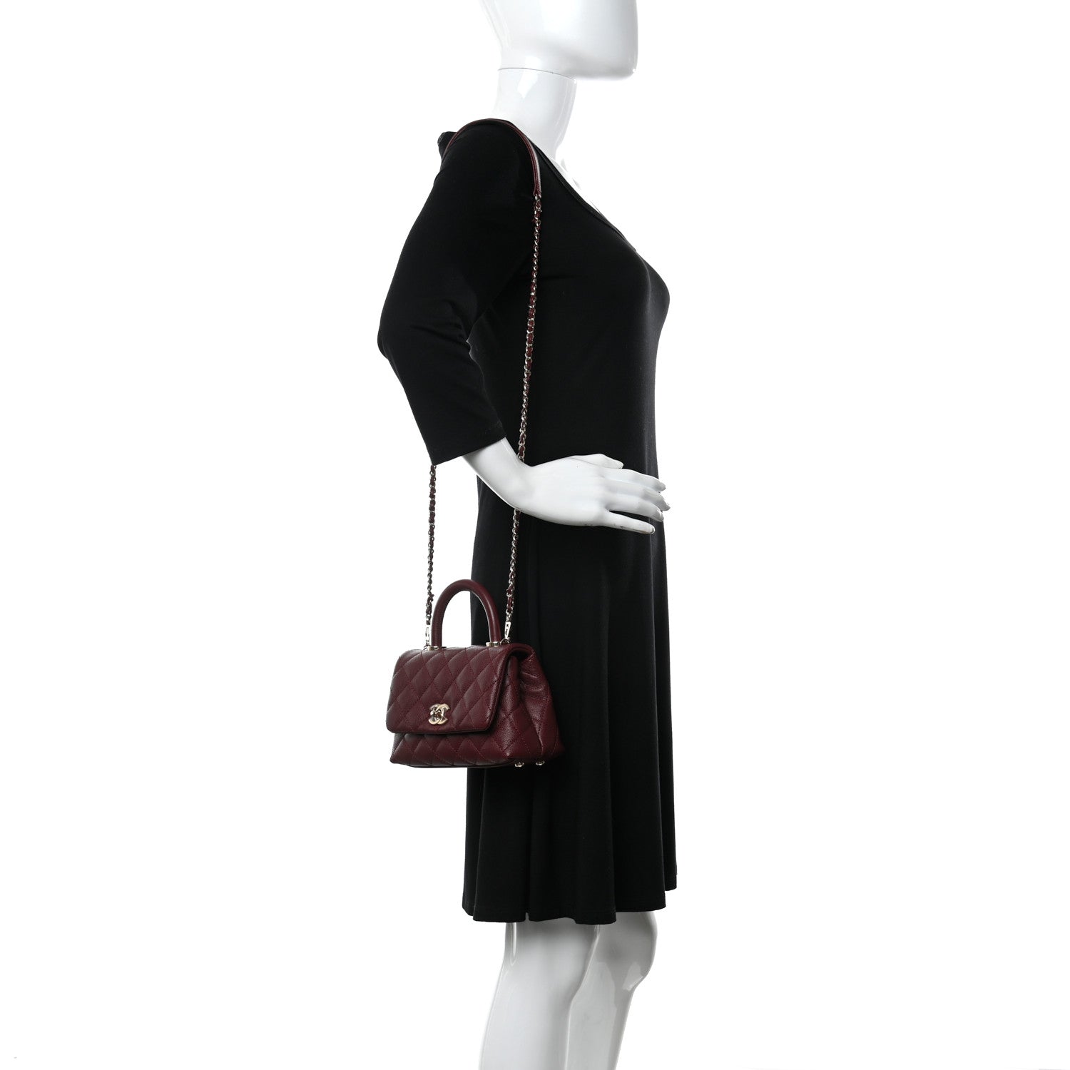 Chanel Caviar Quilted Extra Mini Coco Handle Flap Burgundy 2 of 11