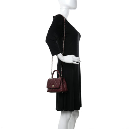 Chanel Caviar Quilted Extra Mini Coco Handle Flap Burgundy 2 of 11