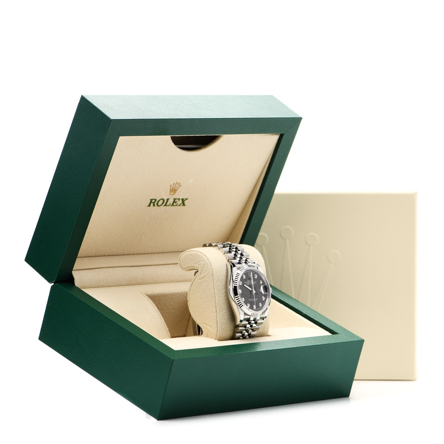 Rolex Stainless Steel 18K White Gold Diamond 36mm Oyster Perpetual Datejust Watch Black 126234 5 of 5