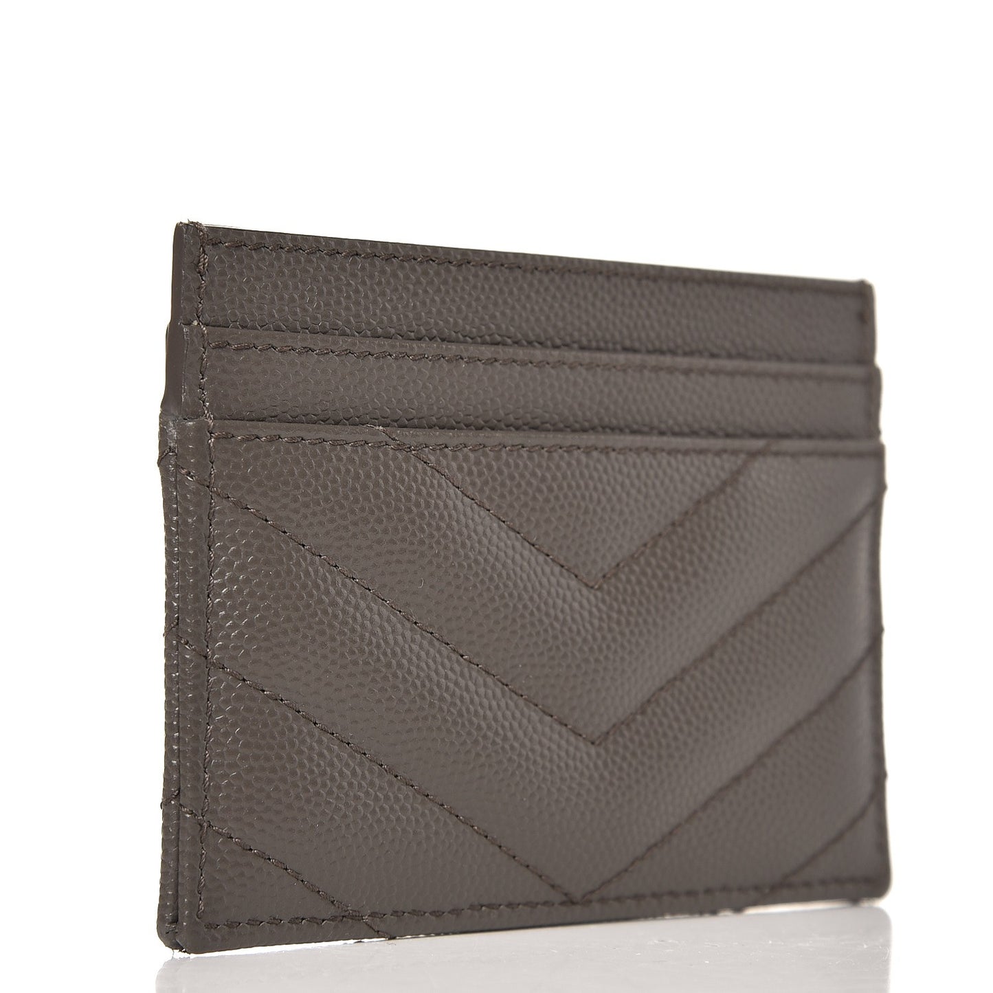 Grain De Poudre Matelasse Chevron Monogram Credit Card Case Earth