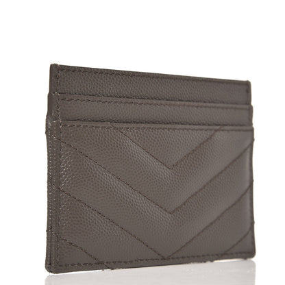 Saint Laurent Grain De Poudre Matelasse Chevron Monogram Credit Card Case Earth 3 of 7