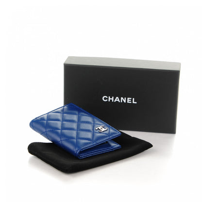Chanel Lambskin Quilted Card Holder Wallet Dark Blue 4 of 7