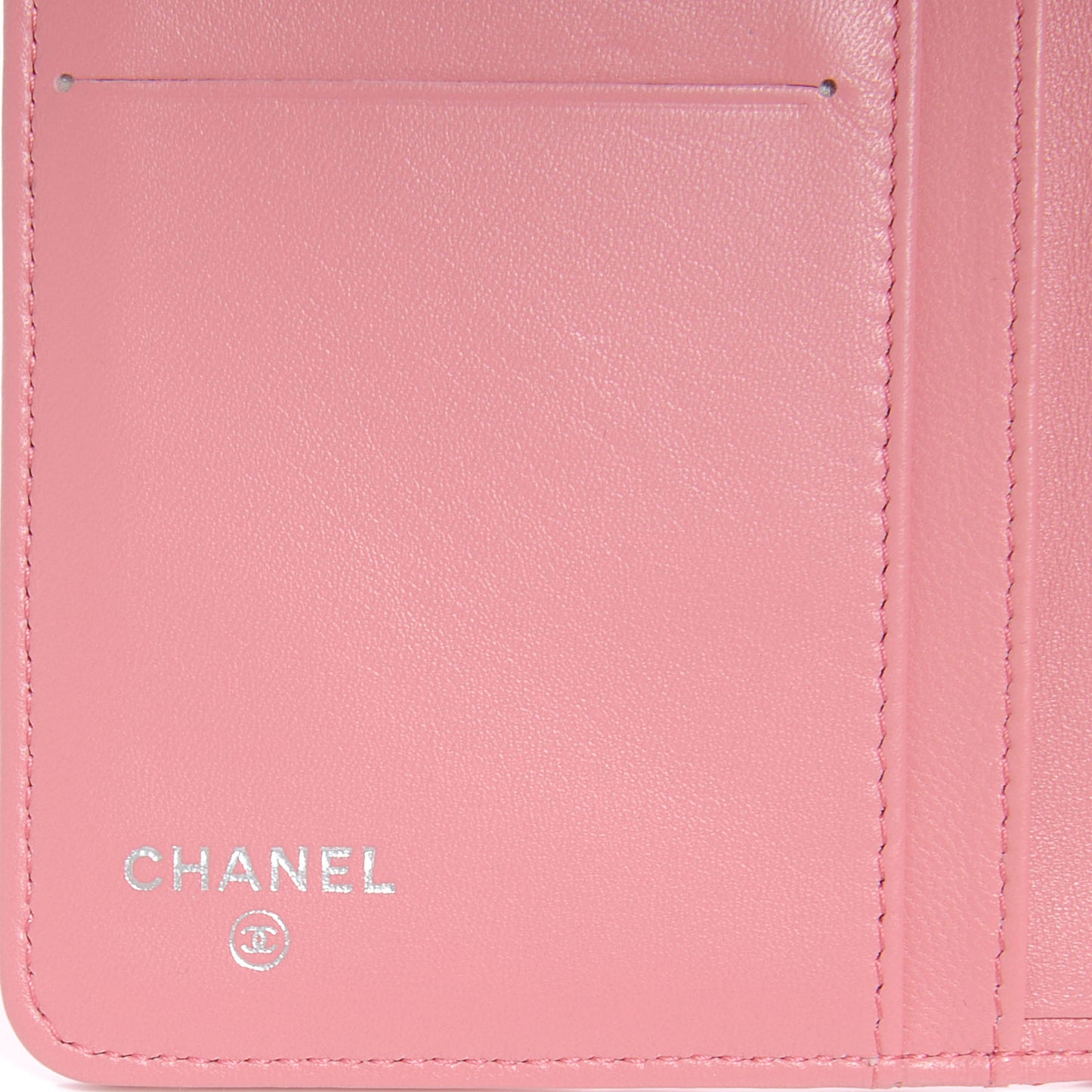 Lambskin Quilted Compact Zip Wallet Pink