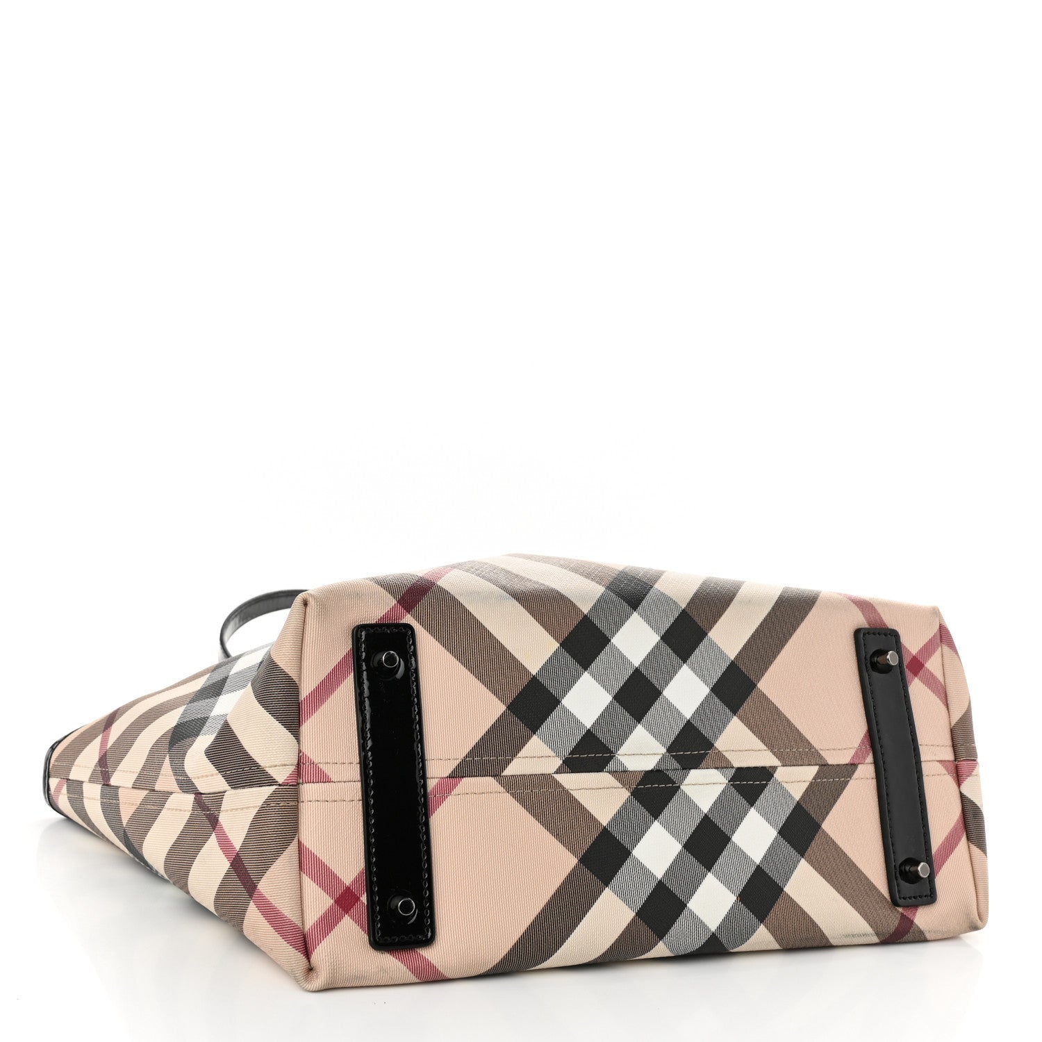 Burberry Patent Supernova Check Small Stanton Tote Black 4 of 9