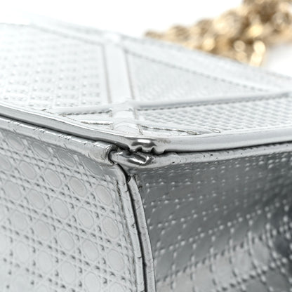 Christian Dior Metallic Patent Micro-Cannage Small Diorama Flap Bag Silver 16 of 17