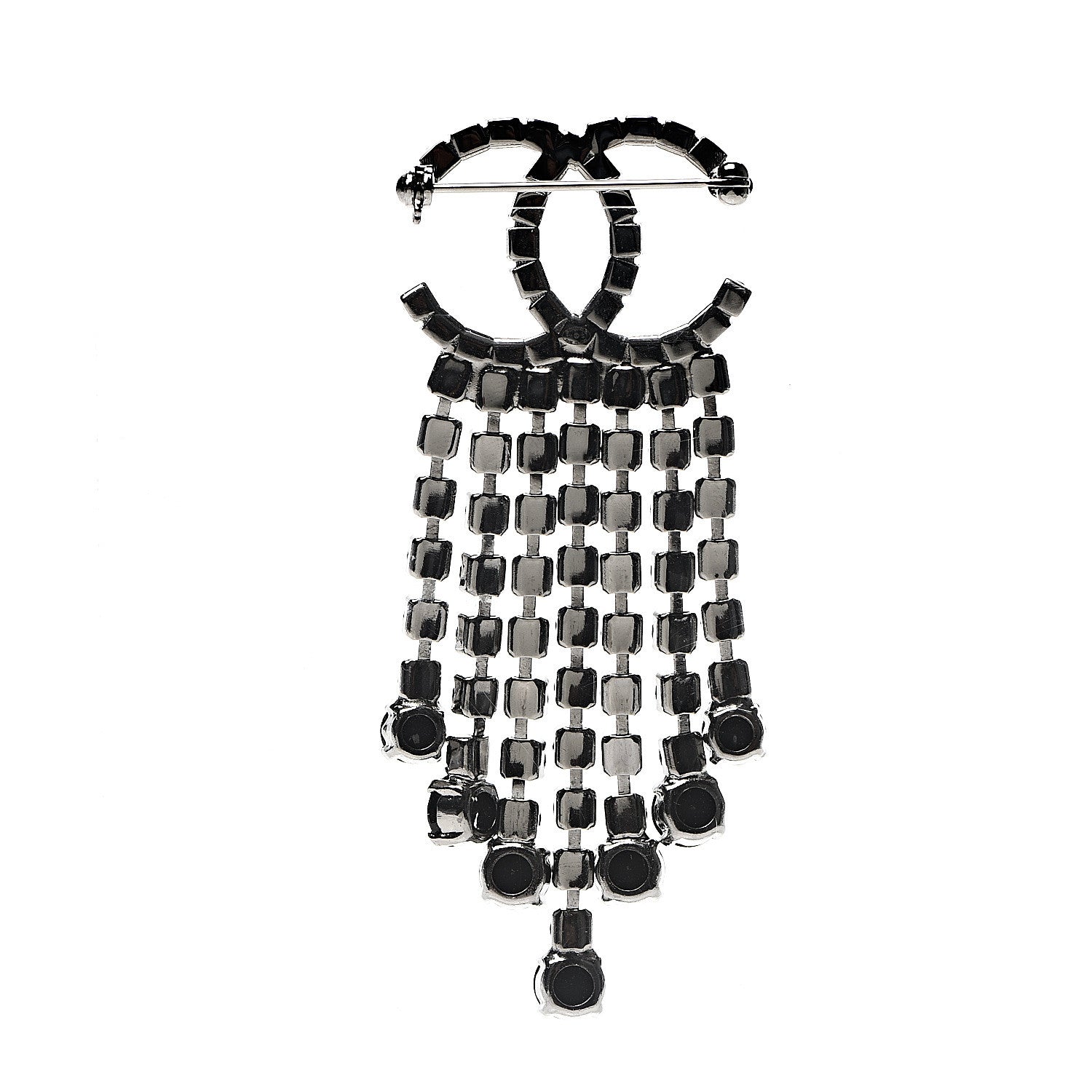 Chanel Crystal Fringe CC Brooch Black 2 of 5