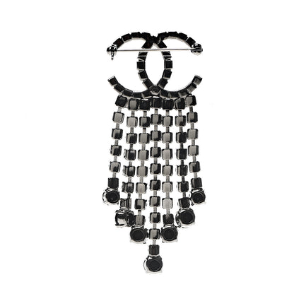Chanel Crystal Fringe CC Brooch Black 2 of 5