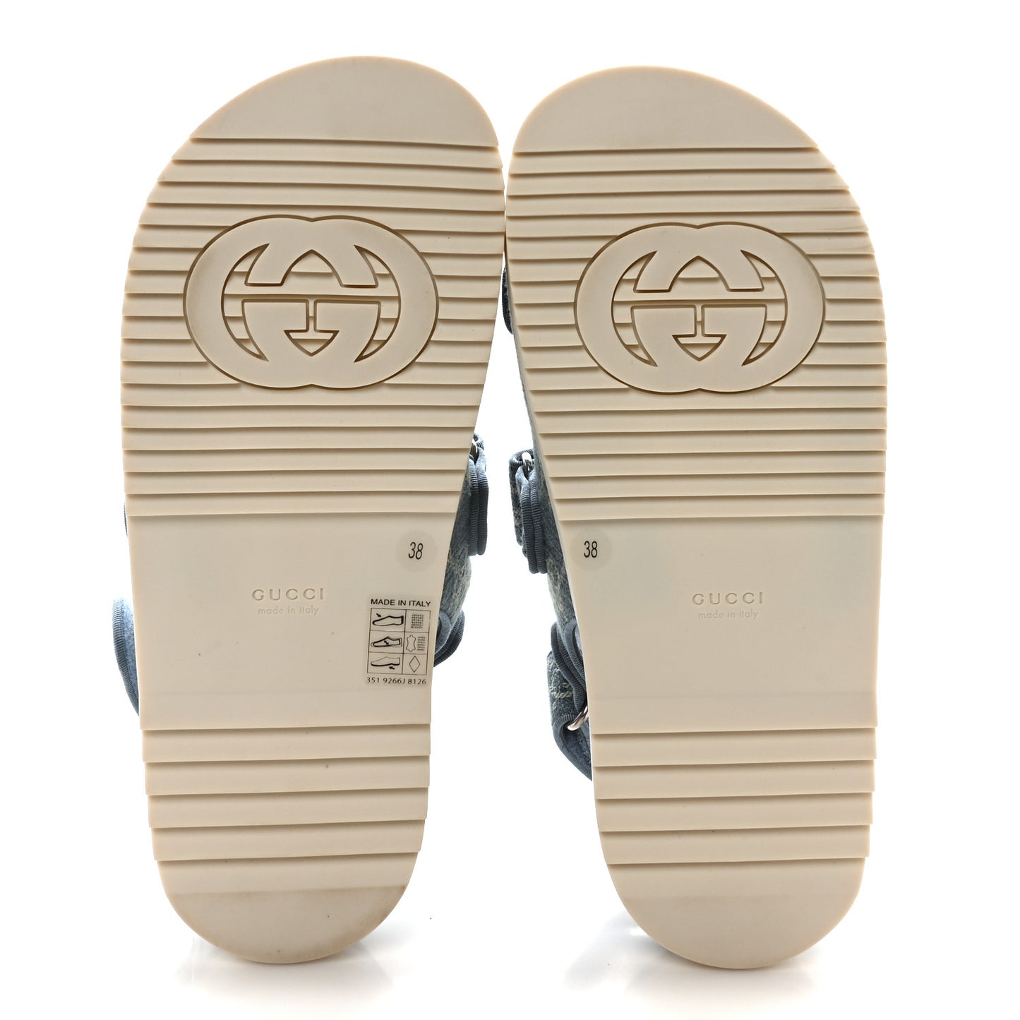 New Denim Delave GG Monogram Womens Dad Sandals 38 Light Blue Avion