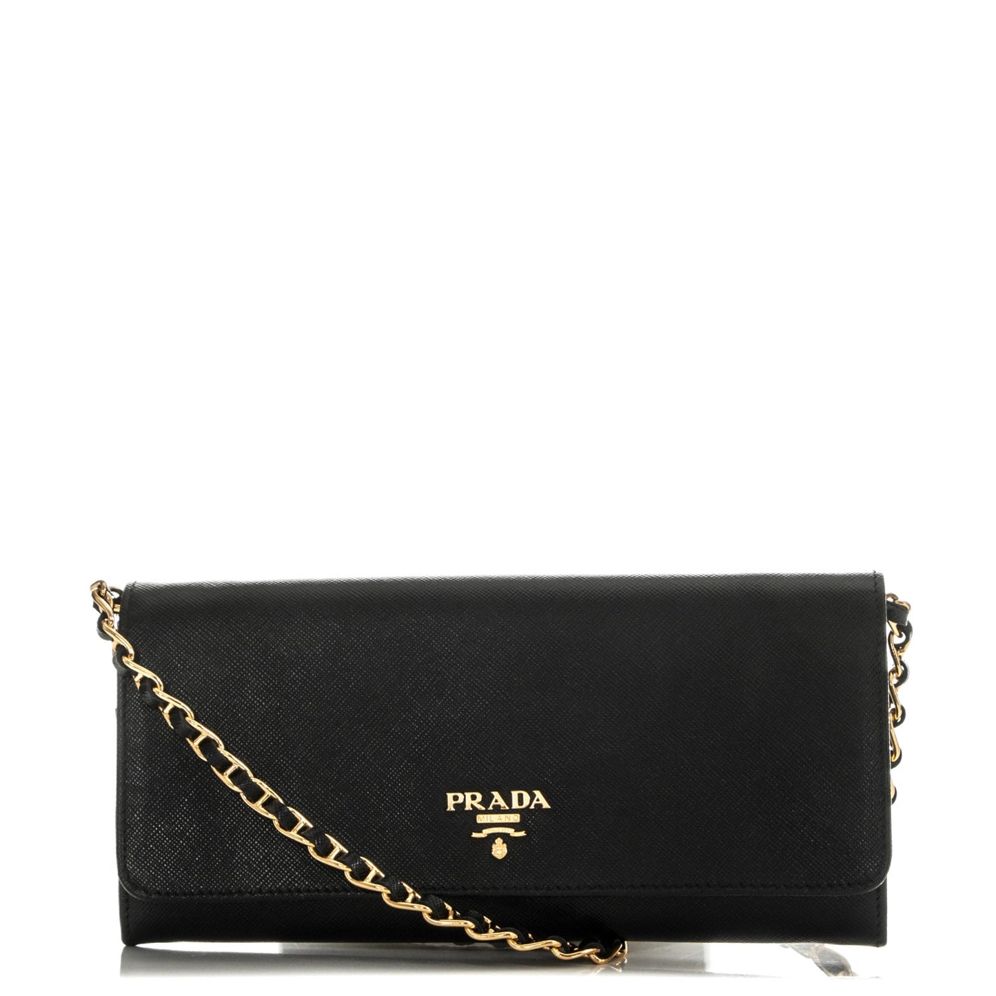 Saffiano Metal Oro Chain Wallet Nero Black