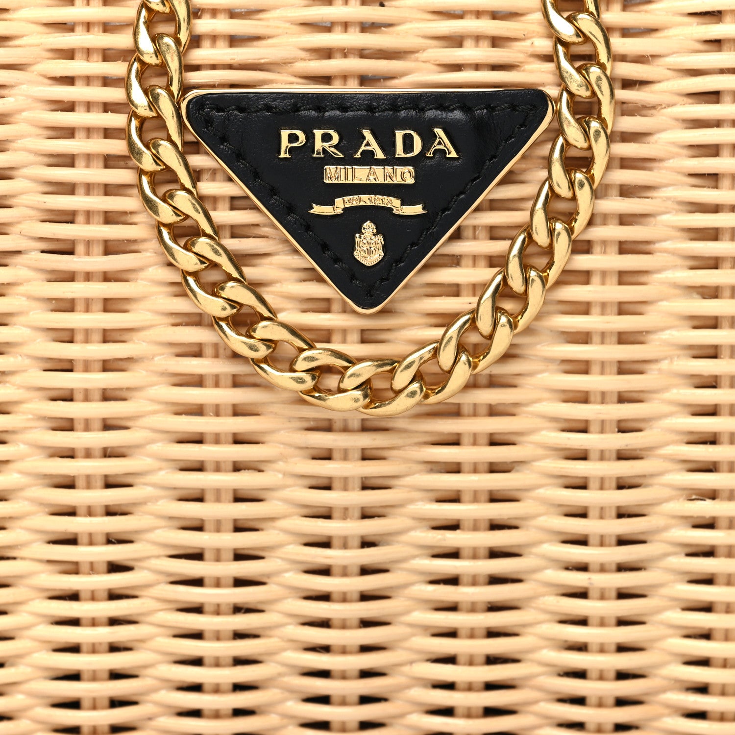 Prada Wicker Triangle Crossbody Clutch Naturale Black 7 of 9