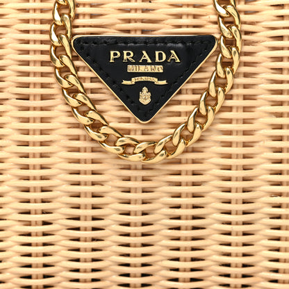 Prada Wicker Triangle Crossbody Clutch Naturale Black 7 of 9