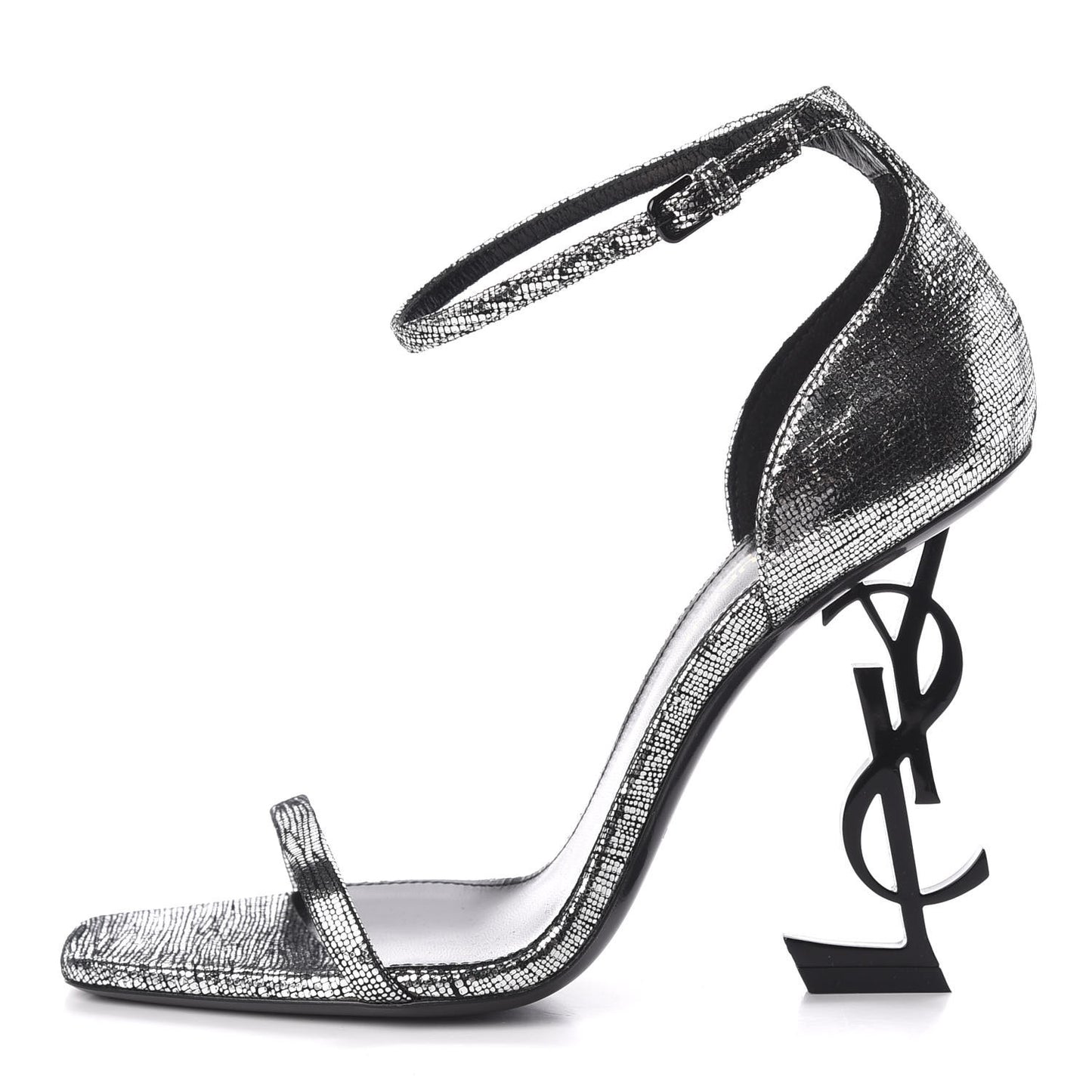 Metallic Calfskin Opyum 110 Sandals 37.5 Argento