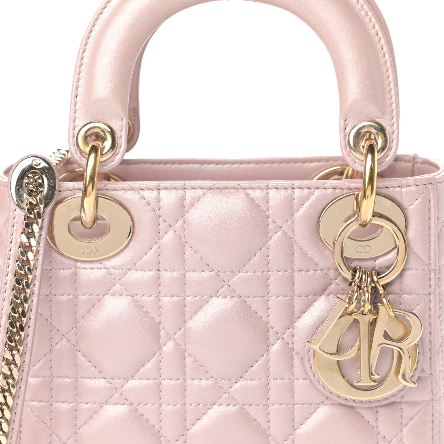 Christian Dior Metallic Lambskin Cannage Mini Lady Dior Lotus 8 of 18