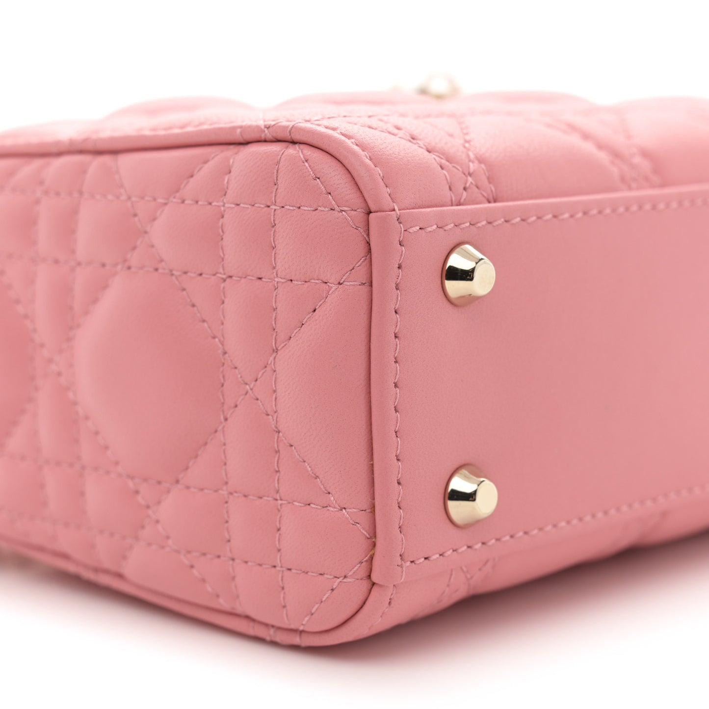 Lambskin Cannage Mini Lady Dior Peach Blossom