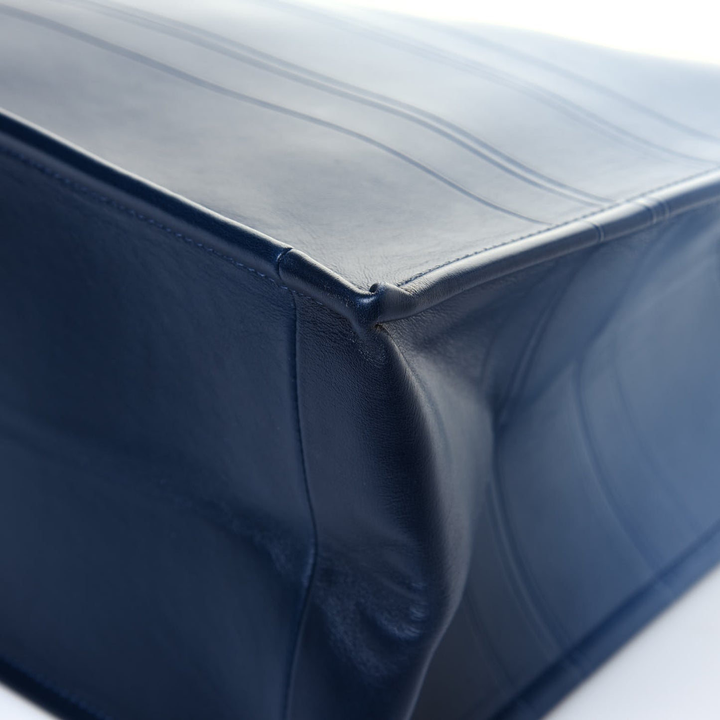 Gradient Smooth Calfskin Embossed Medium Book Tote Indigo Blue