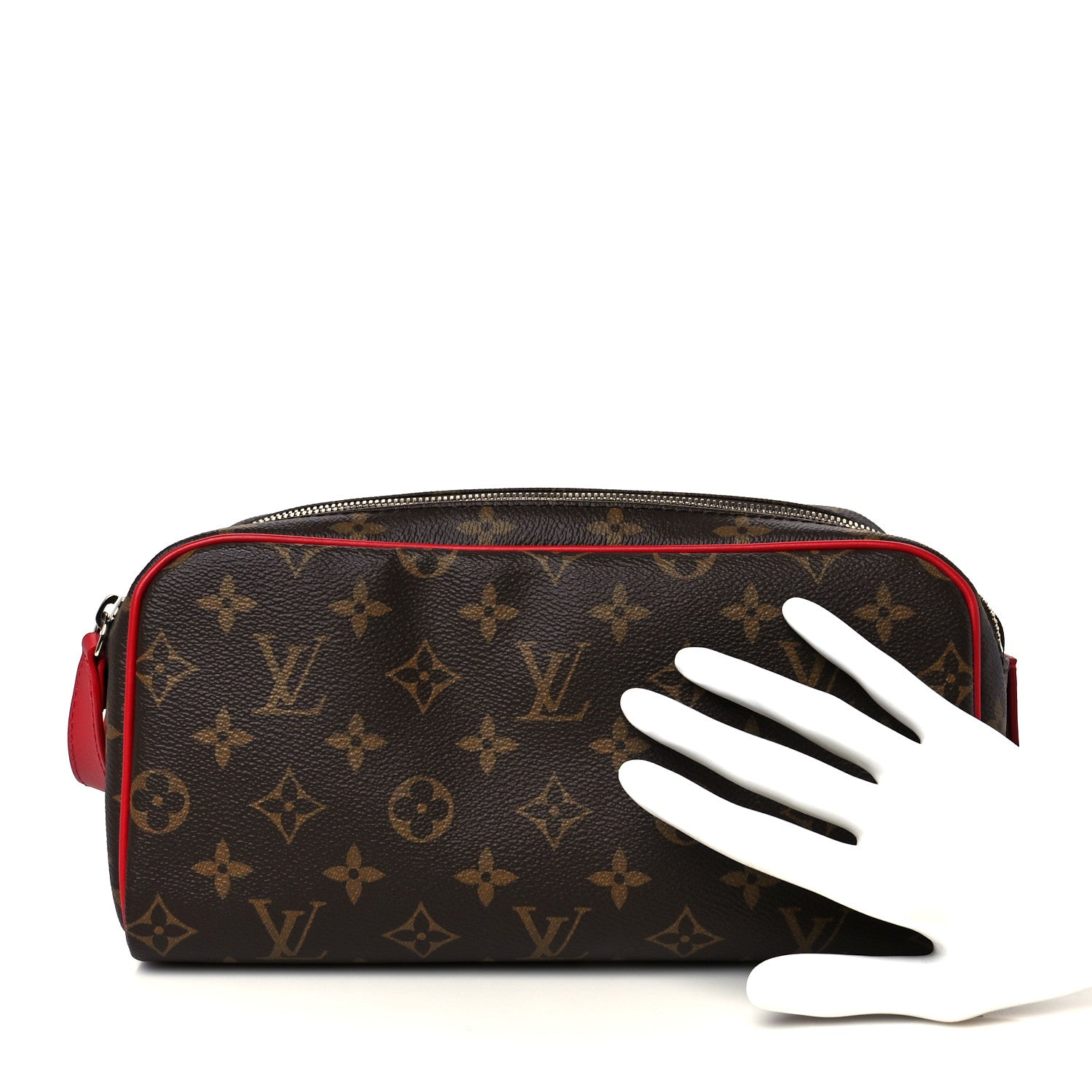 Louis Vuitton Monogram Macassar Dopp Kit Toilet Pouch Sari Red