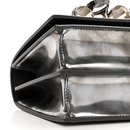 Alexander McQueen Metallic Patent Calfskin Jeweled Knuckle Satchel Silver 8 of 9