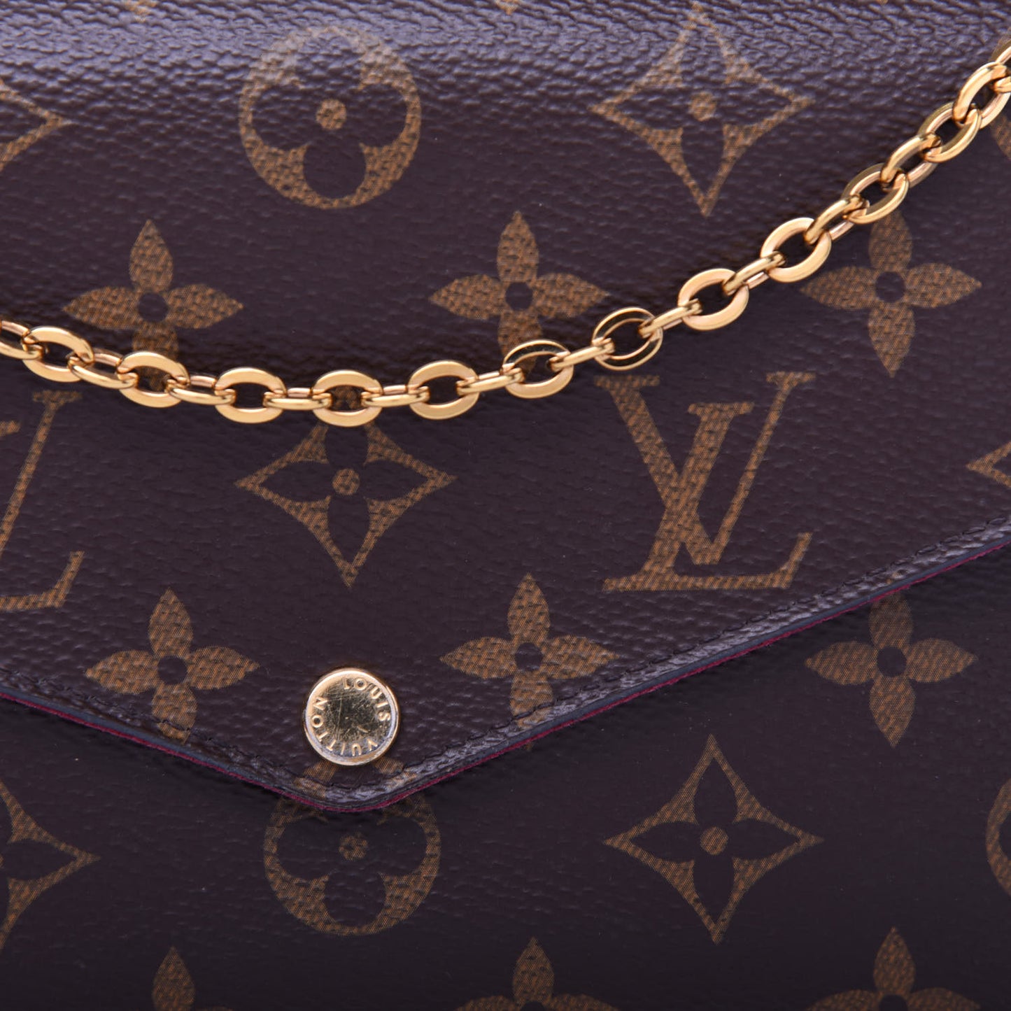 Monogram Pochette Felicie Chain Wallet Fuchsia