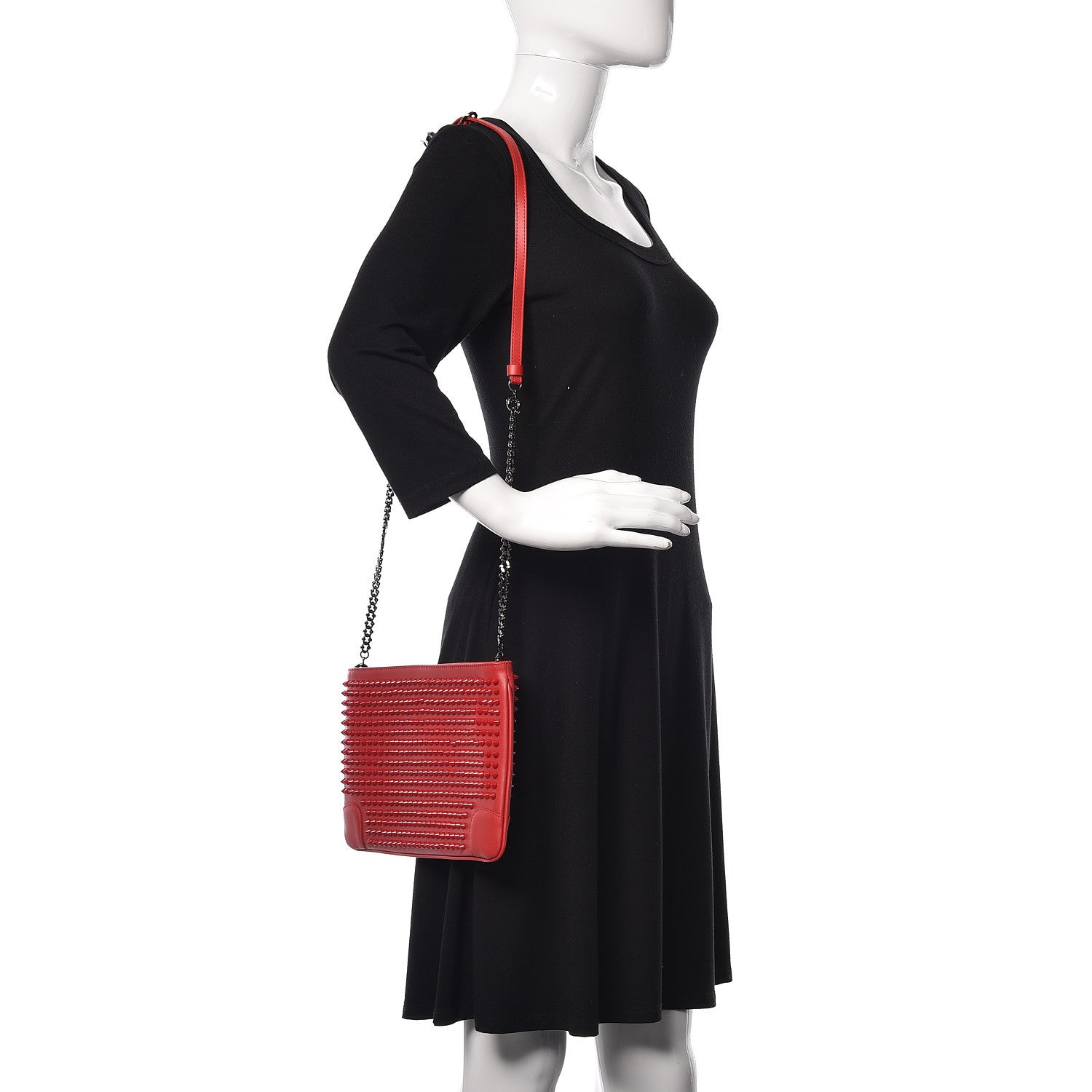 Christian Louboutin Calfskin Spikes Loubiposh Chain Clutch Oeillet 2 of 11