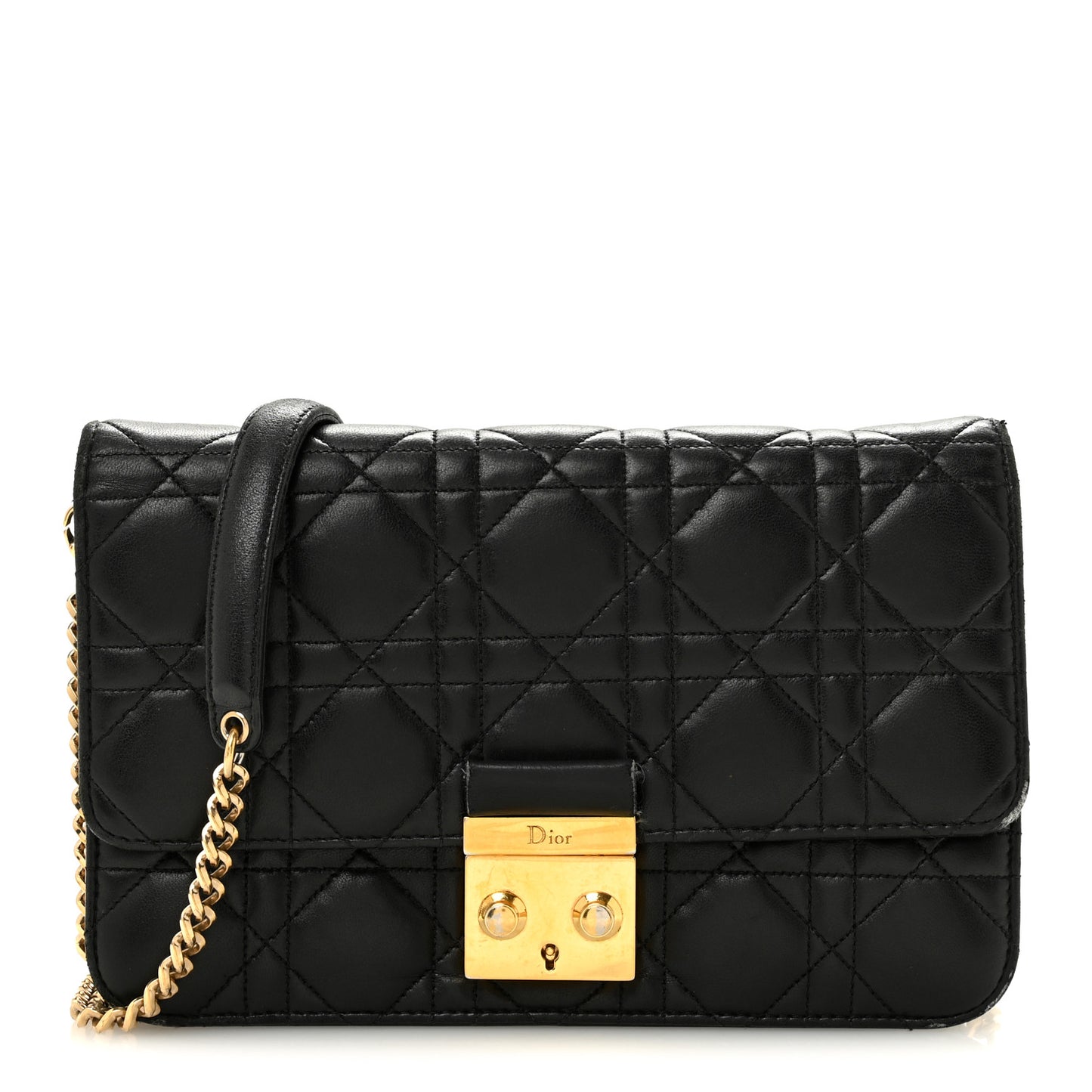 Lambskin Cannage Miss Dior Promenade Pouch Black