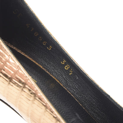 Saint Laurent Metallic Lizard Calfskin Embossed Janis 105 Escarpin Cut Out Pump 38.5 Pale Gold 8 of 13