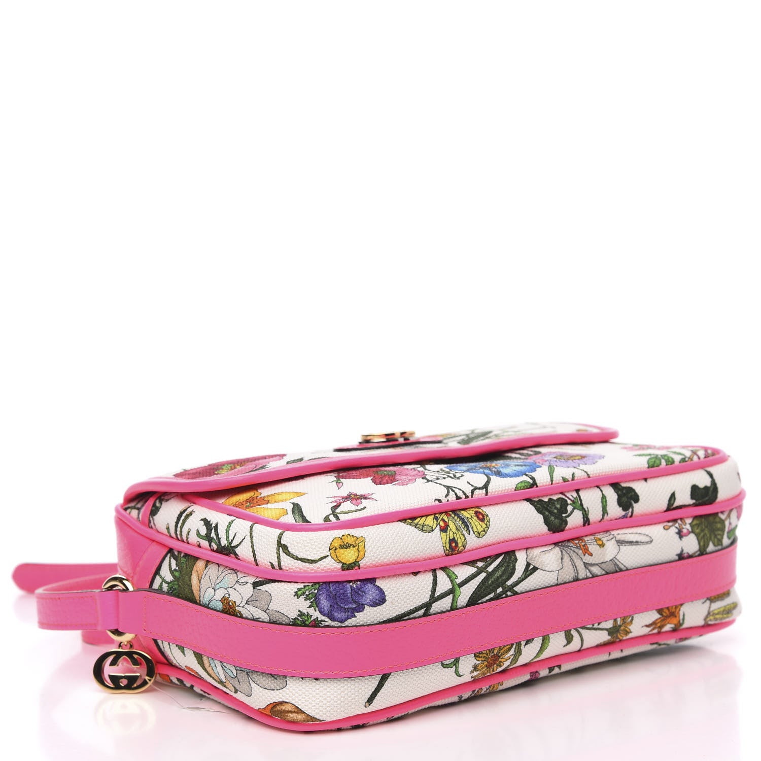 Gucci Canvas Flora Floral Shoulder Bag White Fuchsia Fluo 4 of 9