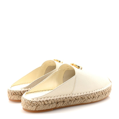 Valentino Garavani Pebbled Calfskin Vlogo Espadrille Mules 38 Light Ivory 5 of 10