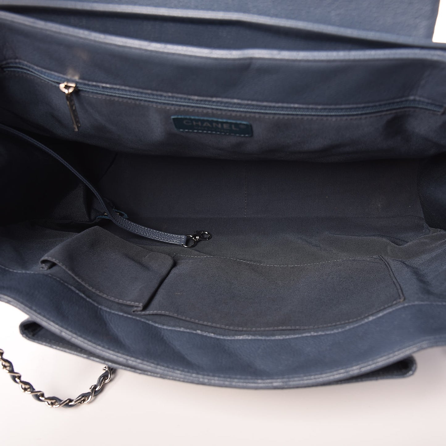 Caviar Quilted Flap Tote Blue