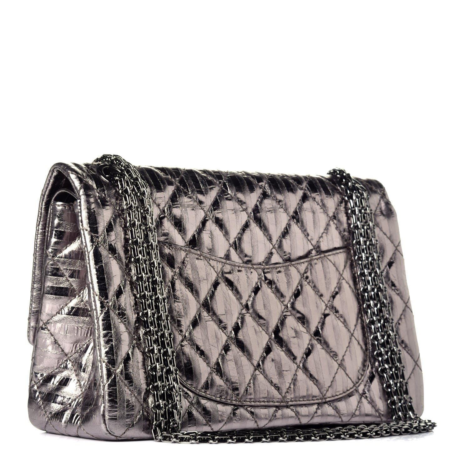 Chanel Metallic Striped Calfskin 2.55 Reissue 226 Flap Dark Silver 3 of 8