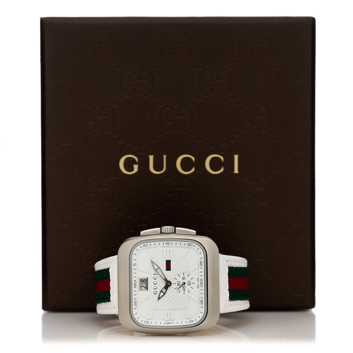 Stainless Steel Fabric 40mm G Coupe Square Chronograph Quartz Watch Web