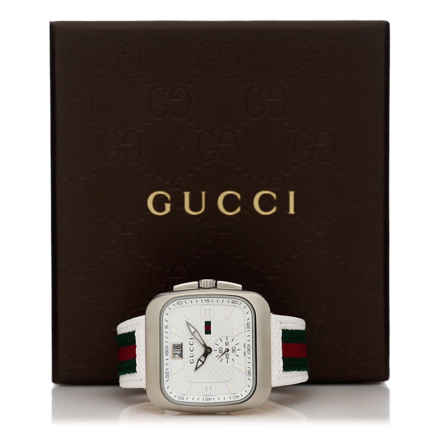 Gucci Stainless Steel Fabric 40mm G Coupe Square Chronograph Quartz Watch Web 5 of 5