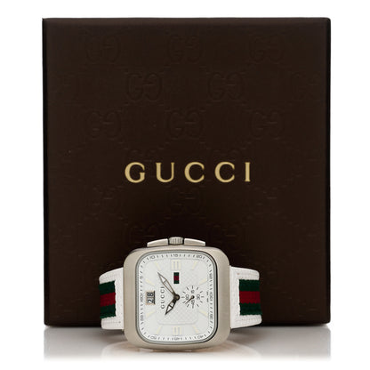 Gucci Stainless Steel Fabric 40mm G Coupe Square Chronograph Quartz Watch Web 5 of 5