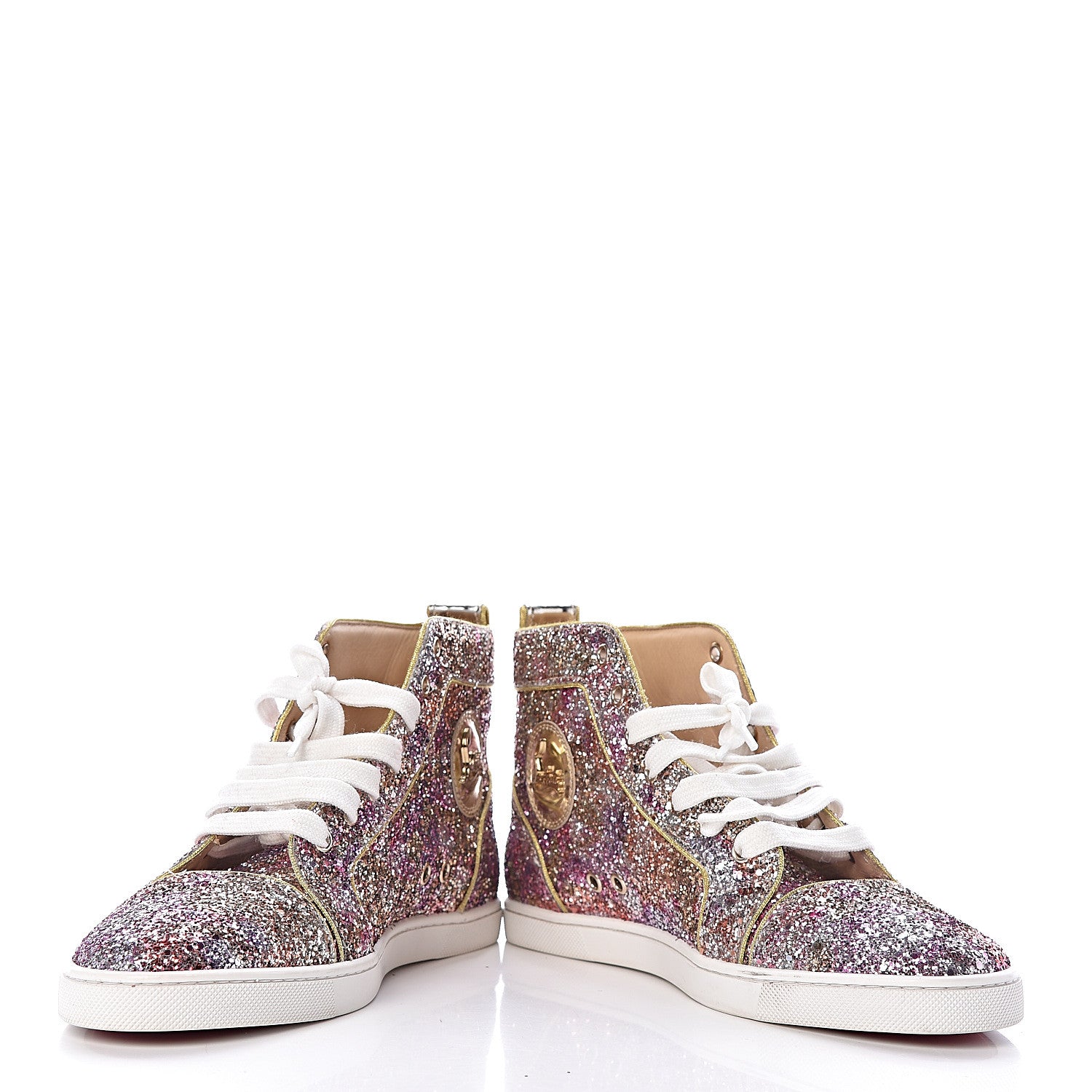 Christian Louboutin Bip Bip Glitter Womens Disco Ball Flat Sneakers 40 Rosette 5 of 12