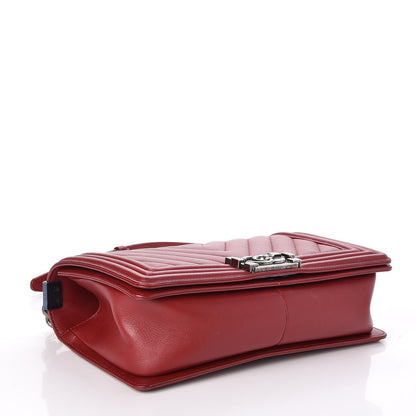 Chanel Calfskin Chevron Quilted Medium Boy Flap Dark Red 5 of 8