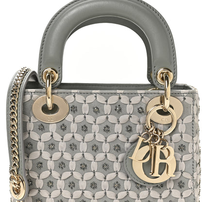 Christian Dior Suede Beaded Ribbon Mini Lady Dior Grey 8 of 10