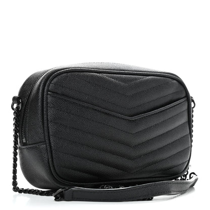 Saint Laurent Grain De Poudre Matelasse Monogram Mini Lou Camera Bag Black 3 of 9