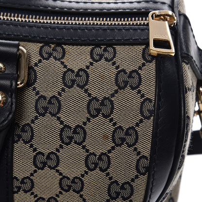 Gucci Monogram Selleria Calfskin Vintage Web Medium Boston Beige Blue 18 of 23