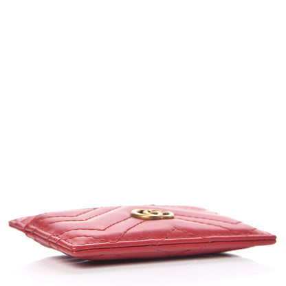 Gucci Calfskin Matelasse GG Marmont Card Holder Hibiscus Red 4 of 7