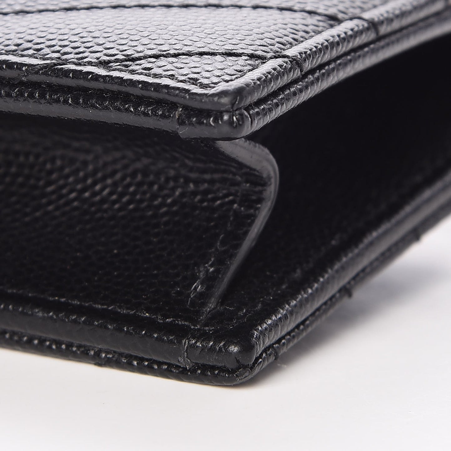 Grain De Poudre Matelasse Chevron Monogram Envelope Chain Wallet Black