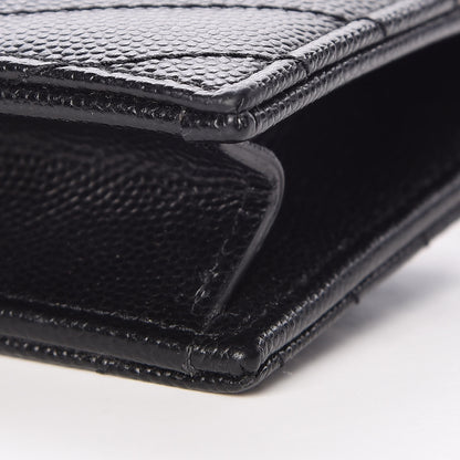 Saint Laurent Grain De Poudre Matelasse Chevron Monogram Envelope Chain Wallet Black 10 of 10