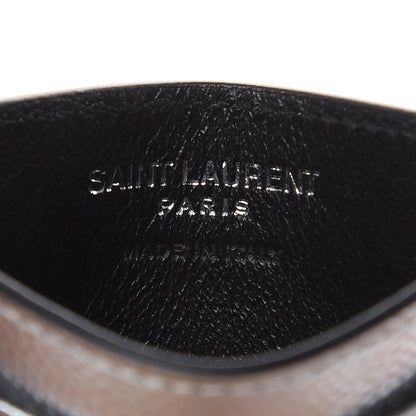 Saint Laurent Metallic Grain De Poudre Matelasse Chevron Monogram Credit Card Case Argento 6 of 8