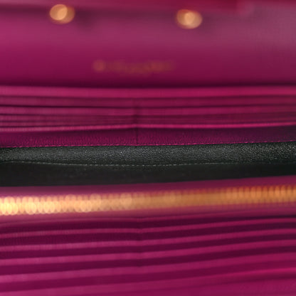 Saint Laurent Grain De Poudre Matelasse Chevron Monogram Chain Wallet Dark Grape 5 of 13