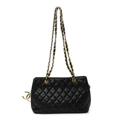 Chanel Lambskin Quilted Medium New Bubble North South Tote Black 1 of 12