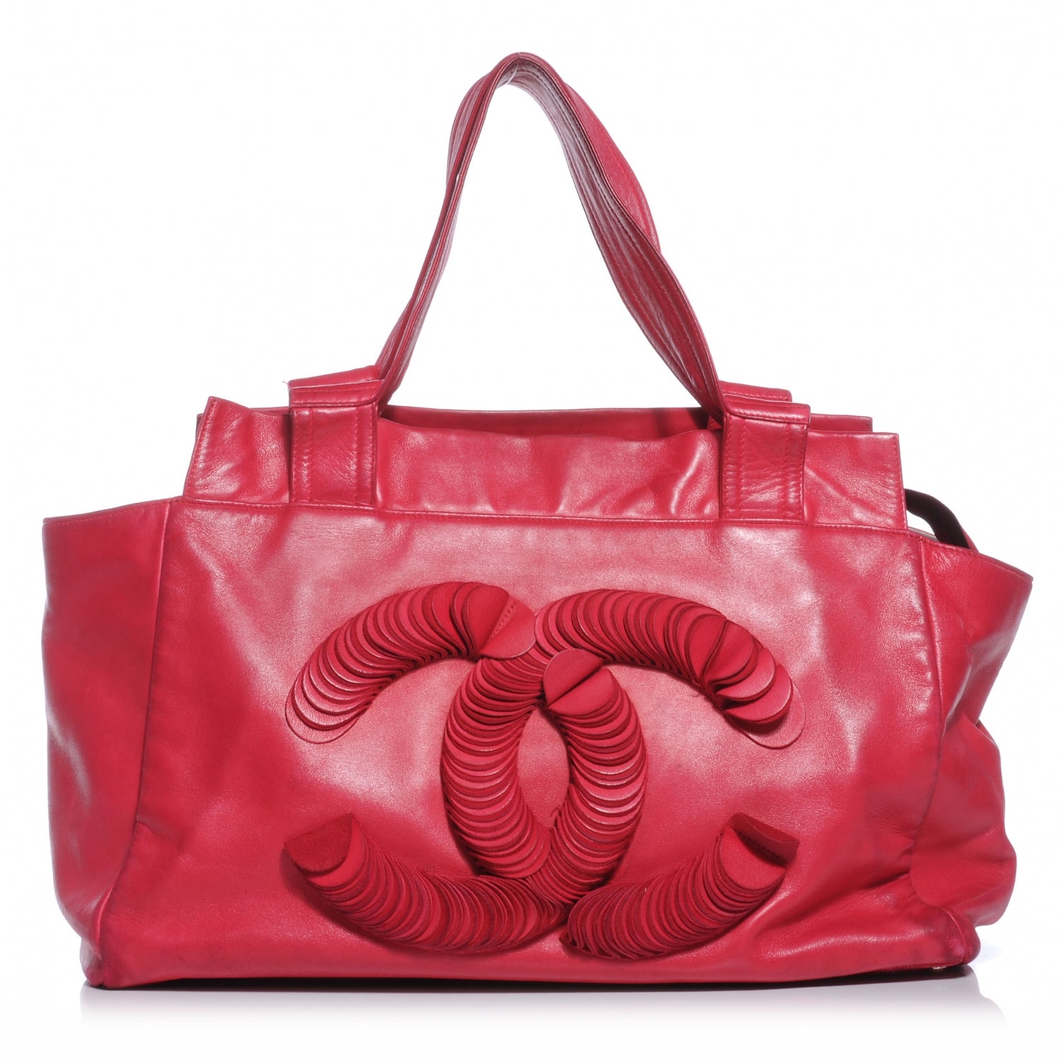 Chanel Lambskin Large CC Discus Tote Fuchsia 1 of 8