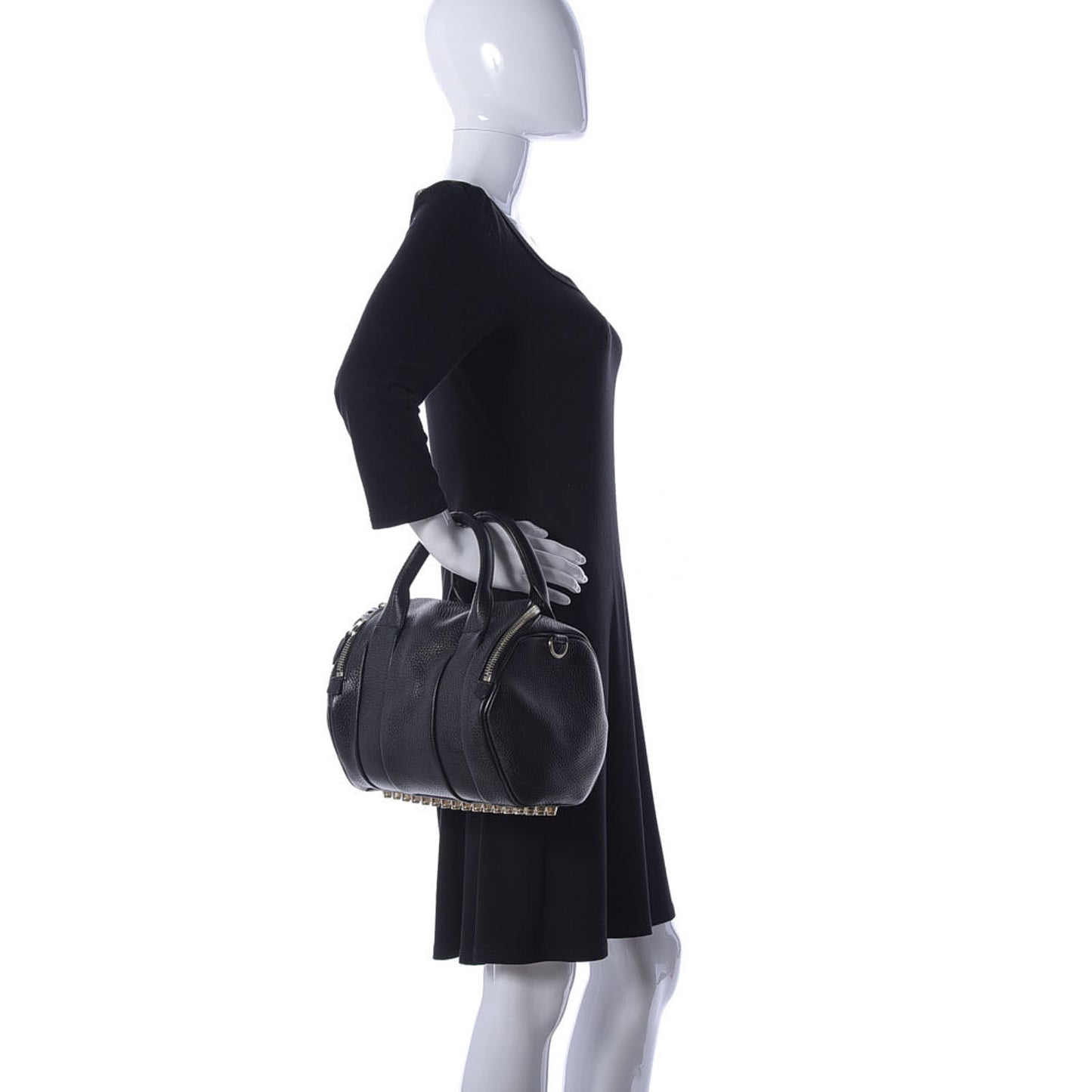 Pebbled Lambskin Mini Rockie Black Pale Gold Hardware