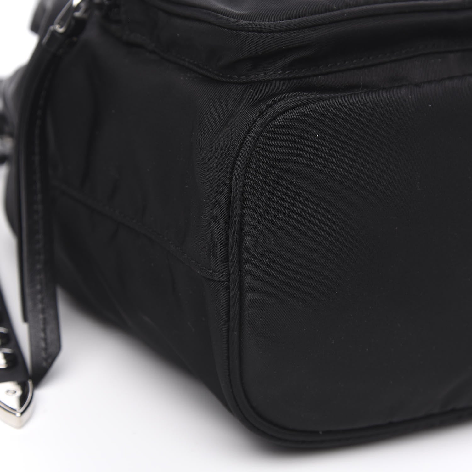 Prada Tessuto Nylon Studded New Vela Mini Bucket Crossbody Bag Black 8 of 9