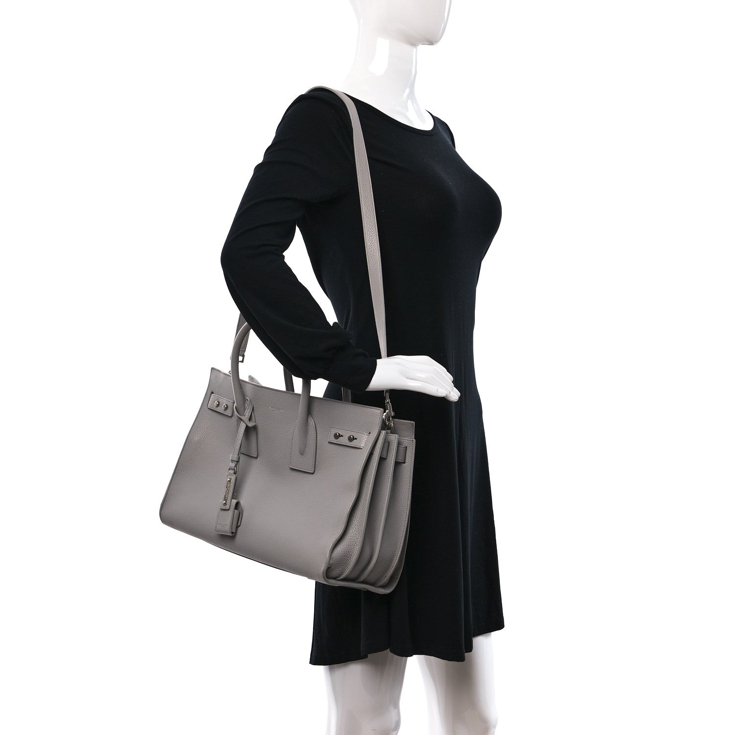 Saint Laurent Grained Calfskin Small Supple Sac De Jour Mouse Grey 2 of 12