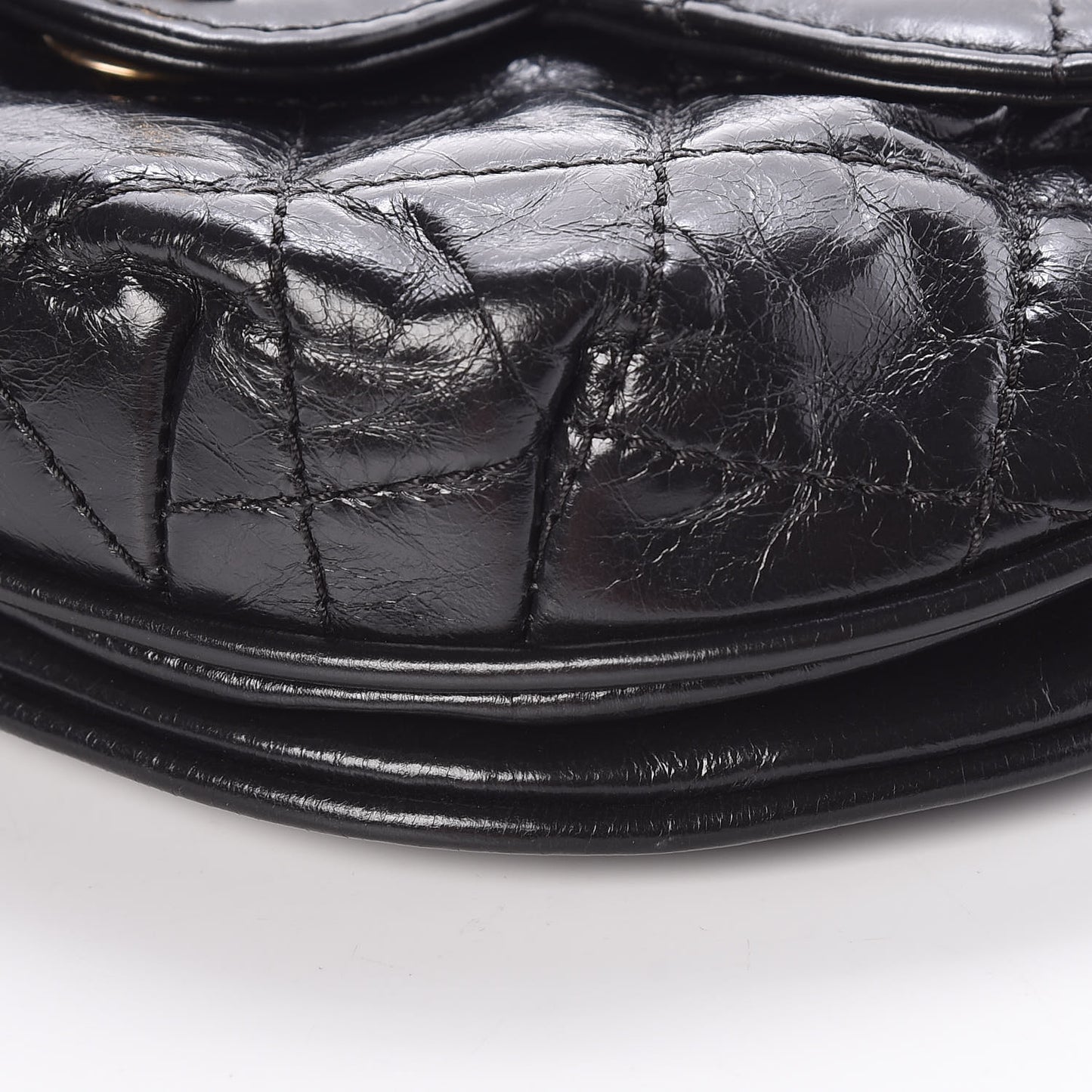 Aged Calfskin Small Bubble CC Flap Black